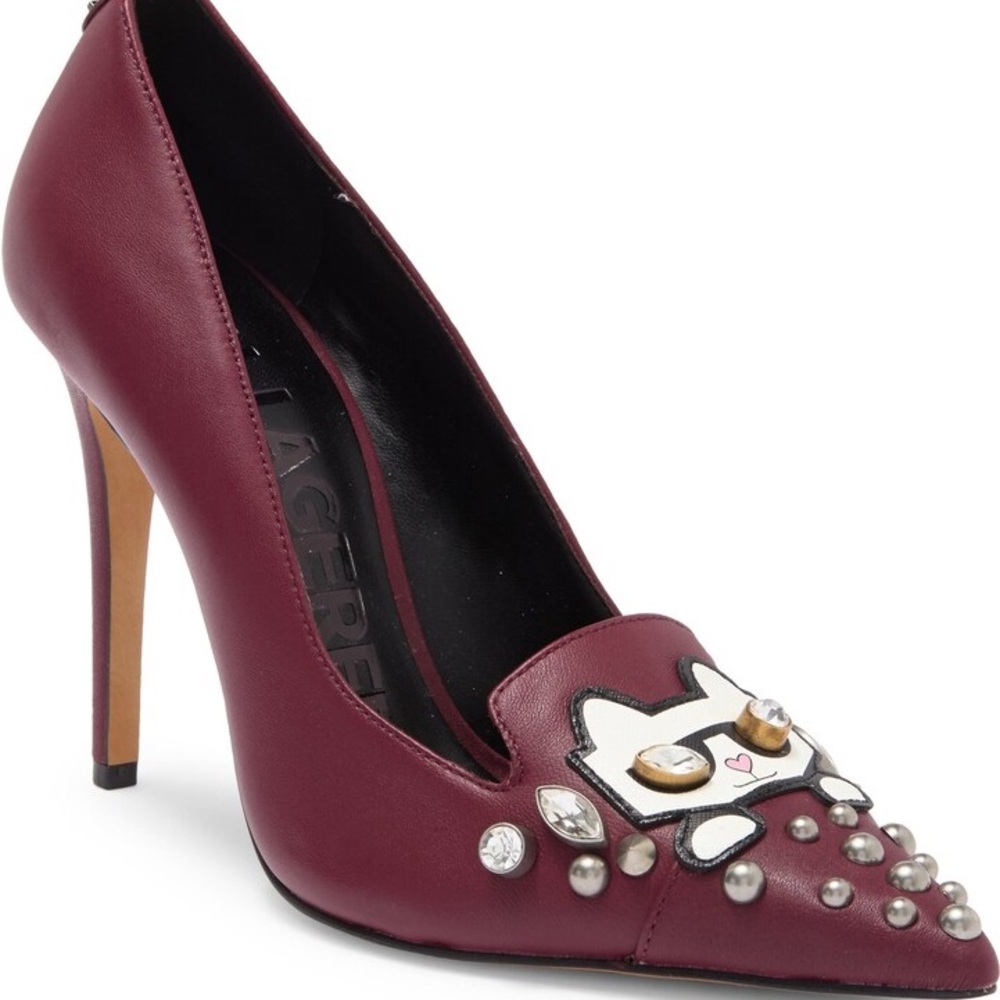Karl Lagerfeld casias pointed toe pump in port Sz 8 1/2